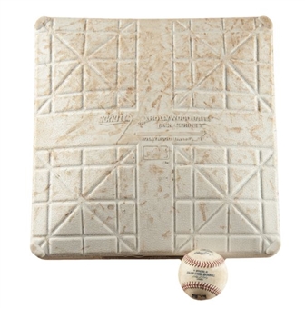 Game Used Base and Baseball Used In Jim Thomes 599/600th Home Run Game (MLB Authenticated)